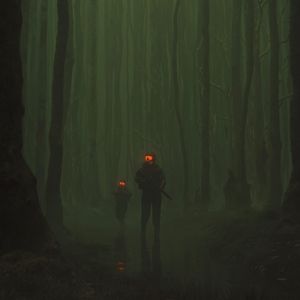 Preview wallpaper soldiers, weapons, forest, fog, art
