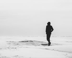 Preview wallpaper solitude, desert, bw, sand, lonely