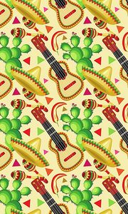 Preview wallpaper sombrero, guitar, cactus, pattern, mexican