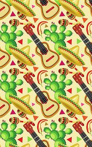 Preview wallpaper sombrero, guitar, cactus, pattern, mexican