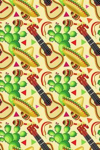 Preview wallpaper sombrero, guitar, cactus, pattern, mexican