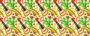 Preview wallpaper sombrero, guitar, cactus, pattern, mexican