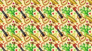 Preview wallpaper sombrero, guitar, cactus, pattern, mexican