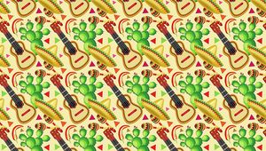 Preview wallpaper sombrero, guitar, cactus, pattern, mexican