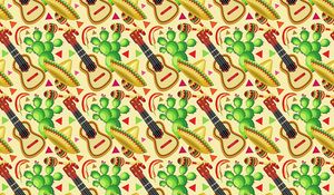 Preview wallpaper sombrero, guitar, cactus, pattern, mexican