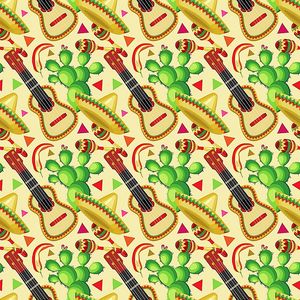 Preview wallpaper sombrero, guitar, cactus, pattern, mexican