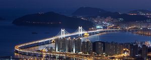 Preview wallpaper south korea, busan, top view, night, bridge, hdr