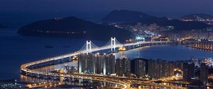 Preview wallpaper south korea, busan, top view, night, bridge, hdr