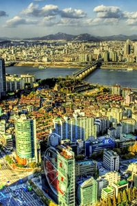 Preview wallpaper south korea, skyscrapers, buildings, view from above, hdr