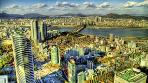 Preview wallpaper south korea, skyscrapers, buildings, view from above, hdr