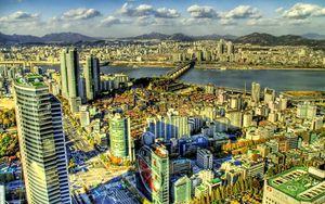 Preview wallpaper south korea, skyscrapers, buildings, view from above, hdr