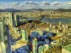 Preview wallpaper south korea, skyscrapers, buildings, view from above, hdr