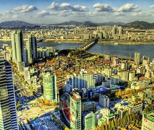 Preview wallpaper south korea, skyscrapers, buildings, view from above, hdr