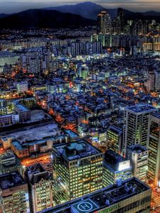 Preview wallpaper south korea, skyscrapers, top view, hdr