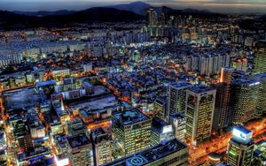 Preview wallpaper south korea, skyscrapers, top view, hdr