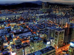 Preview wallpaper south korea, skyscrapers, top view, hdr