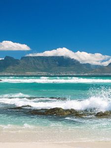 Preview wallpaper southern africa, coast, sea, waves, land