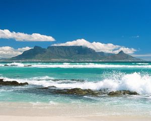 Preview wallpaper southern africa, coast, sea, waves, land