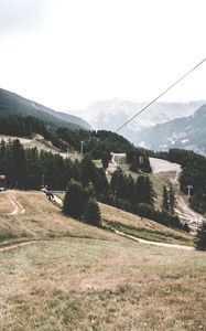 Preview wallpaper southern alps, mountains, trees, building