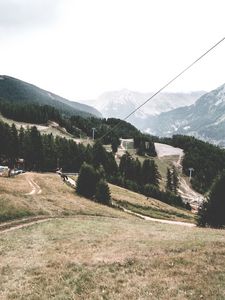 Preview wallpaper southern alps, mountains, trees, building