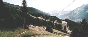 Preview wallpaper southern alps, mountains, trees, building