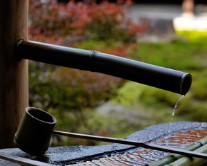 Preview wallpaper sozu, bamboo, water, japanese garden