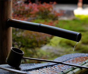 Preview wallpaper sozu, bamboo, water, japanese garden