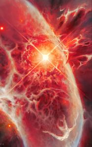Preview wallpaper space, art, universe, red, bright