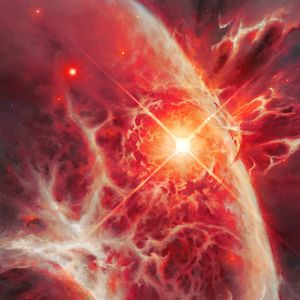 Preview wallpaper space, art, universe, red, bright