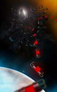 Preview wallpaper space, asteroids, capsules, stars, shine