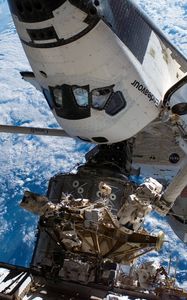 Preview wallpaper space, blue planet, earth, iss, shuttle endeavour