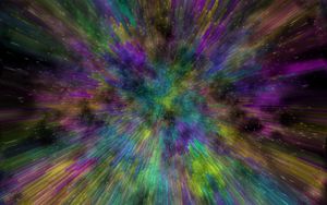 Preview wallpaper space explosion, scattering, colorful, abstraction