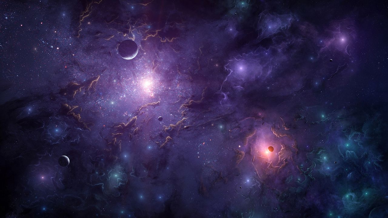 Wallpaper space, galaxy, shine, planets, clouds, stars