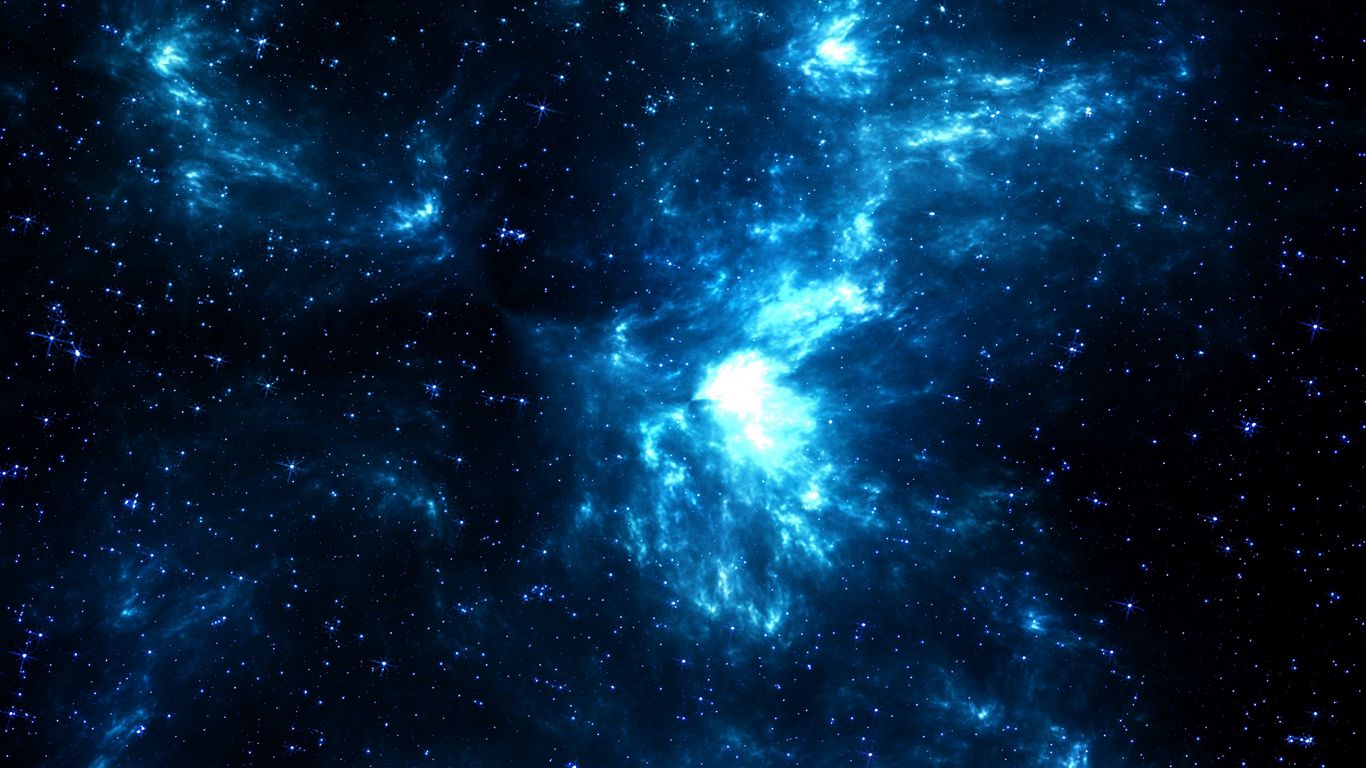 Download wallpaper 1366x768 space, galaxy, shine, stars, blue, dark tablet,  laptop hd background