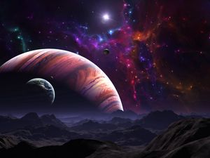 Preview wallpaper space, open space, planets, art, colorful