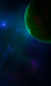 Preview wallpaper space, planet, lens flare, stars