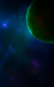 Preview wallpaper space, planet, lens flare, stars