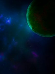 Preview wallpaper space, planet, lens flare, stars