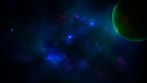 Preview wallpaper space, planet, lens flare, stars