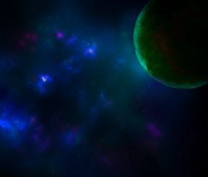 Preview wallpaper space, planet, lens flare, stars