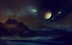 Preview wallpaper space, planet, light, night, sky