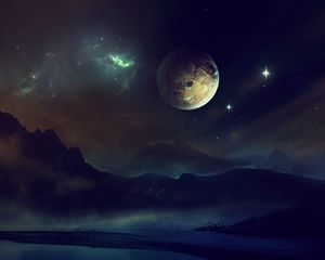 Preview wallpaper space, planet, light, night, sky