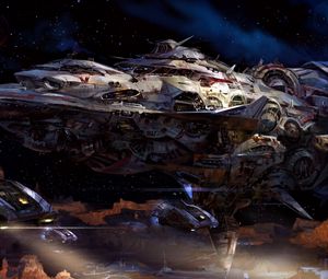 Preview wallpaper space, planet, ship, spaceship