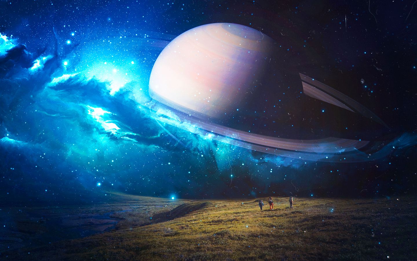 1440x900 Wallpaper space, planet, stars, future