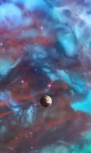 Preview wallpaper space, planet, universe, clouds, stars, colorful