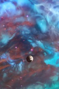 Preview wallpaper space, planet, universe, clouds, stars, colorful