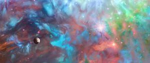 Preview wallpaper space, planet, universe, clouds, stars, colorful