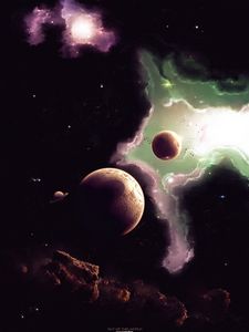 Preview wallpaper space, planets, nebula, galaxy, asteroids