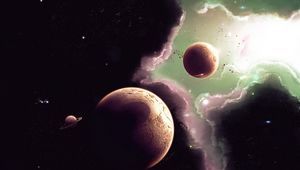 Preview wallpaper space, planets, nebula, galaxy, asteroids