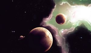 Preview wallpaper space, planets, nebula, galaxy, asteroids